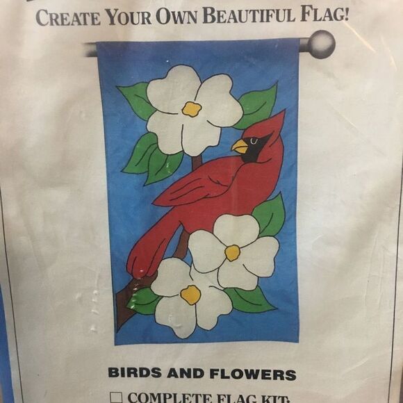 Vintage The Flag Factory Birds And Flowers Flag Kit - Picture 4 of 6